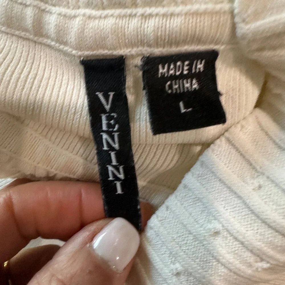 Venini Cable Knit Turtleneck Sweater Size Large Cream - Picture 4 of 7